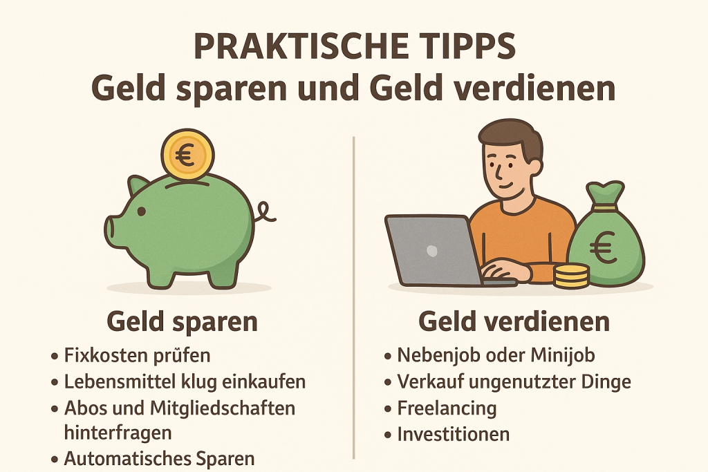 Praktische Tipps Geld Sparen und Geld verdienen.